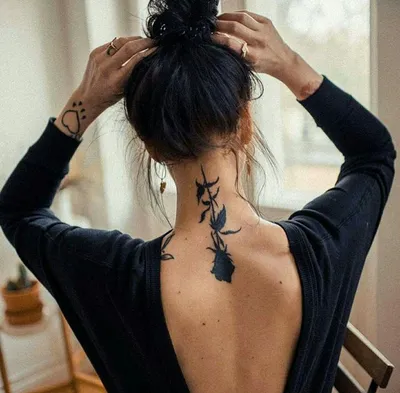 Pinterest | Татуировка на задней части шеи, Татуировки на шее для девушек,  Татуировки на спине у женщин