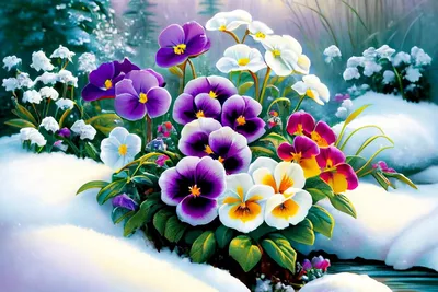 Цветы под снегом - 79 фото