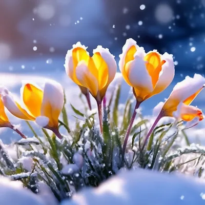 Foto Stock Букет цветов на снегу зимой | Adobe Stock