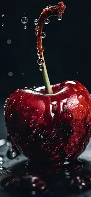 Обои для телефона: вишня, ягоды, ягода, фрукты, фрукт, макро, крупный план,  роса
