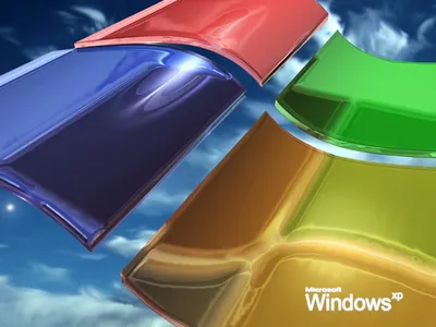 Обои на рабочий стол Объемный логотип Windows XP, обои для рабочего стола,  скачать обои, обои бесплатно