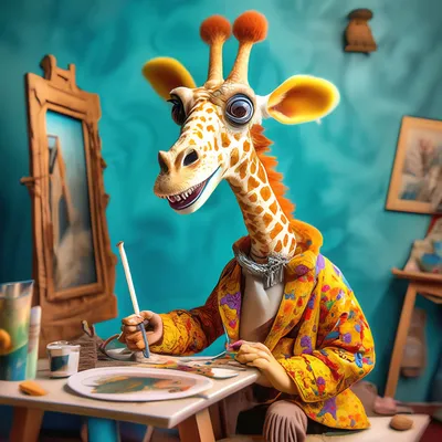 Прикольный жираф рисунок - 78 фото