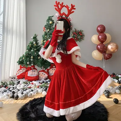 2023 новый год, Женский Рождественский костюм для косплевечерние, кавайная  Бархатная шаль, платье, перчатки, одежда, униформа кролика для вечеринки |  AliExpress