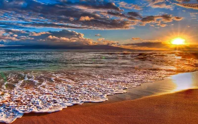 Обои Рассвет на море, восход, облака, красивая природа пейзаж 3840x2160 UHD  4K Изображение