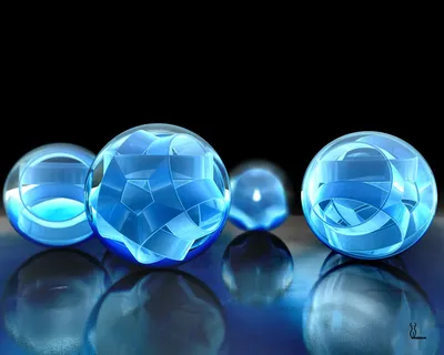 Объемные голубые 3d шары - обои на рабочий стол