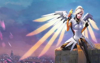 Фотографии Overwatch Mercy Фантастика ангел компьютерная игра