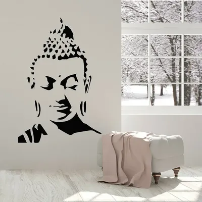Настенные Переводные картинки в виде Будды, виниловые переводные картинки  на стену, голова Будды, восточные буддистские наклейки, украшение для дома  и спальни G5308 | AliExpress