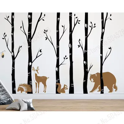 Настенные Переводные картинки с изображением леса, березы, стикеры для  детской стены, виниловые наклейки на стену с изображением дерева Z793 |  AliExpress