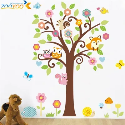 Милый мудрый совы дерево стены наклейки для детской комнаты украшения  детская мультфильм… | Детские наклейки, Настенные наклейки для яслей,  Наклейки на стену дерево