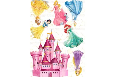 Детский Торт для девочки Замок с принцессами Дисней