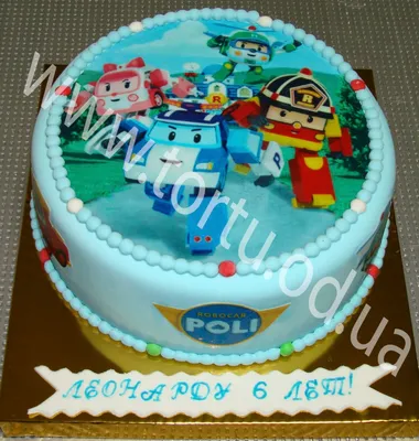 Картинка для торта \"Робокар Поли (Robocar Poli)\" - PT100535 печать на  сахарной пищевой бумаге