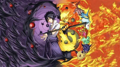 Обои на рабочий стол Uchiha Sasuke / Учиха Саске использует молнию из аниме  Наруто / Naruto, обои для рабочего стола, скачать обои, обои бесплатно