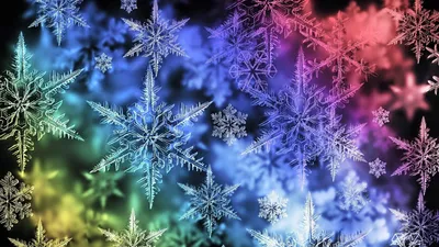 Картинка на рабочий стол снежинки, snowflakes, фон, текстура, разноцветные,  краски, зима, праздник, Новый год 1920 x 1080