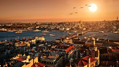 Обои город, вид сверху, побережье, здания, стамбул, турция картинки на рабочий  стол, фото скачать бесплатно