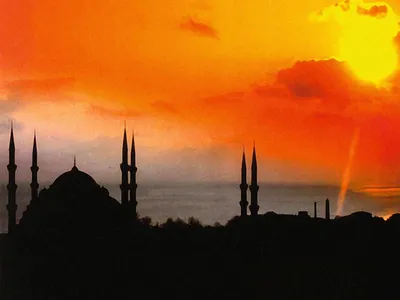 Картинка Стамбул Мечеть Турция Фонтаны Blue Mosque Небо 2560x1713