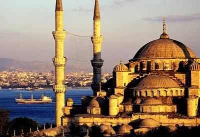 Скачать обои Голубая мечеть, Стамбул, Турция, Храм, Закат в разрешении  2560x1600 на рабочий стол