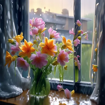 Красивые цветы возле окна :: Стоковая фотография :: Pixel-Shot Studio