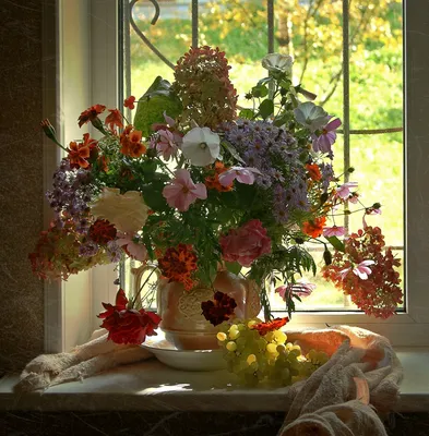 Утро, дождь, цветы на окне, …» — создано в Шедевруме