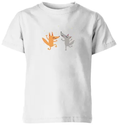 Купить Детская футболка «Веселые лиса и волк танцуют» красный) за 750р. с  доставкой