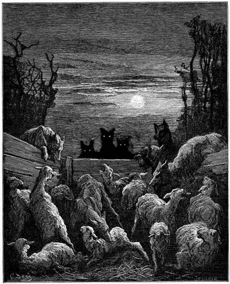 Поль Гюстав Доре - Иллюстрация к \"Волк на псарне\", 1868: Описание  произведения | Артхив