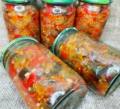 Салат с баклажанами, помидорами и болгарским перцем на зиму - Вкусные советы