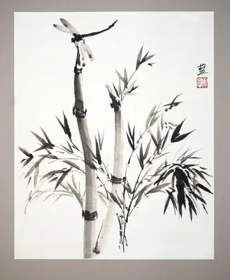 Традиционная Китайская Живопись, Бамбук С Белым И Черным Фотография,  картинки, изображения и сток-фотография без роялти. Image 25969331