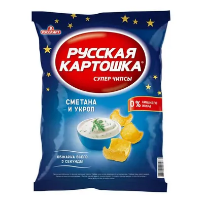 Купить чипсы картофельные Русская Картошка со вкусом сметаны и укропа 80 г,  цены на Мегамаркет | Артикул: 100029957655