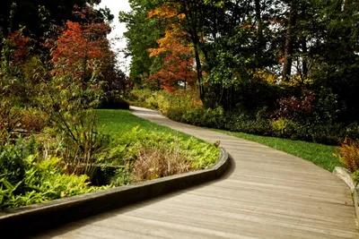 Гравельные и деревянные пешеходные дорожки в саду Стоковое Фото -  изображение насчитывающей украшение, напольно: 163097626