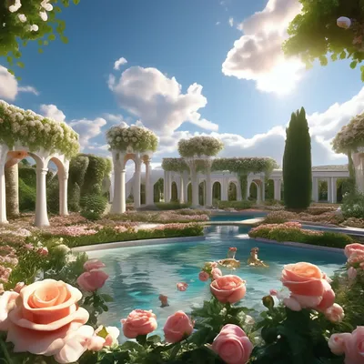 Эдемский сад, Белые облака, солнце, …» — создано в Шедевруме