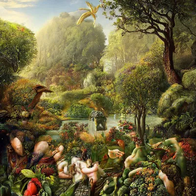 Эдемский сад, фотореалистично» — создано в Шедевруме