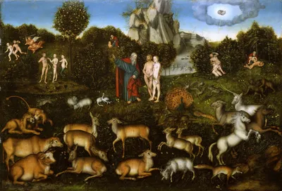 Лукас Кранах Старший - Эдемский сад, 1530, 118×80 см: Описание произведения  | Артхив