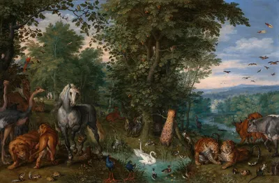 Ян Брейгель Старший - Эдемский сад. 1613, 37×24 см: Описание произведения |  Артхив