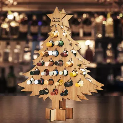 Рождественская елка, держатель для винных бутылок, деревянная подставка для  винных бутылок с обратным отсчетом, вмещает 12 бутылок вина, забавные  рождественские украшения, Рождество | AliExpress