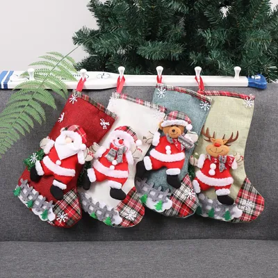 Купить Рождественская елка висит партия дерево декор Санта чулок носок  подарок конфеты сумки | Joom