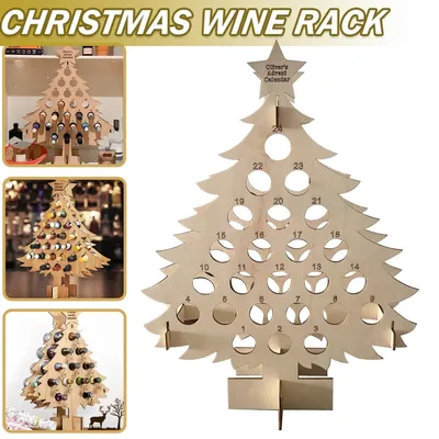 Деревянный календарь для рождественской елки, подставка для вина на 24  бутылки, держатель для пивных бутылок с обратным отсчетом 2022,  рождественские украшения для дома | AliExpress