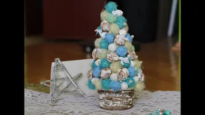 Новогодняя поделка - елка из сизаля DIY МК Новогодняя елка для декора  Елочка из сизаля мастер класс от магазина рукоделия 100 идей