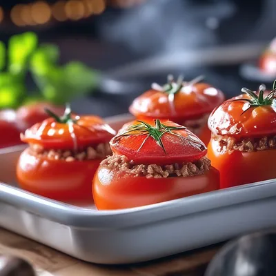 Фаршированные помидоры в духовке с …» — создано в Шедевруме
