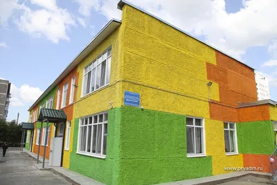 Камилан: Фасад школы и детского сада. Дизайн. Оформление