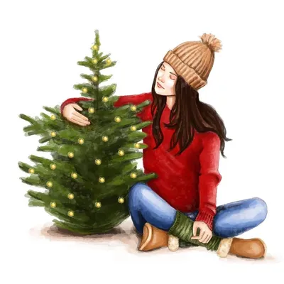 Красивая девушка украшает рождественскую елку, стоя перед окном Стоковое  Фото - изображение насчитывающей декор, владение: 163867114
