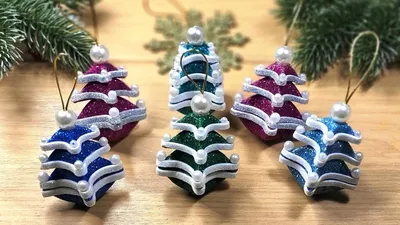 СУПЕР ПРОСТО И БЫСТРО, новогодние ёлочки своими руками 2022 из фоамирана 🎄  DIY christmas ornaments - YouTube