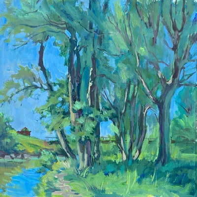 Ивы в воде» картина Рудина Петра маслом на холсте — купить на ArtNow.ru