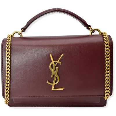 YVES SAINT LAURENT Sunset Mini Leather Crossbody Bag Rouge Legion