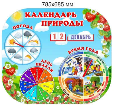Стенд \"Календарь природы\" развивающий для группы \"Клубничка\" 785х685 мм, с  комплектом вставок: продажа, цена в Минске. Информационные стенды от  \"Частное предприятие «Реклэф»\" - 111811156