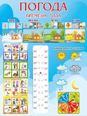 Стенд для детских садов КАЛЕНДАРЬ ПОГОДЫ с часиками 0,6*0,8м арт. 814  купить в Челябинске по низкой цене с доставкой по России | Интернет-магазин  «Раскрась детство»