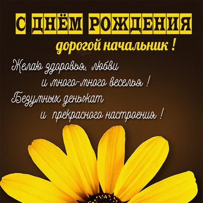 Поздравление с днем рождения начальнику в открытке (скачать бесплатно)