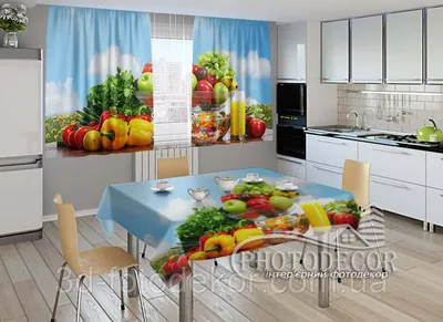 Фотошторы для кухни Осенние фрукты