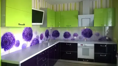 Фартук на кухню из каленого стекла с изображением Синий одуванчик от  производителя | Интернет-магазин Mebel Apartment