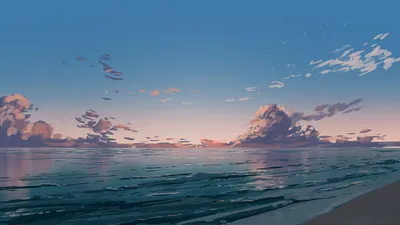 Обои на рабочий стол Море под закатным небом, обои для рабочего стола,  скачать обои, обои бесплатно