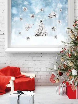 Davini decor Новогодние наклейки на окна,стены Ёлка(большая)