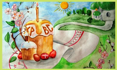 Картинка со стихами, яйцами и цветами на праздник Пасхи